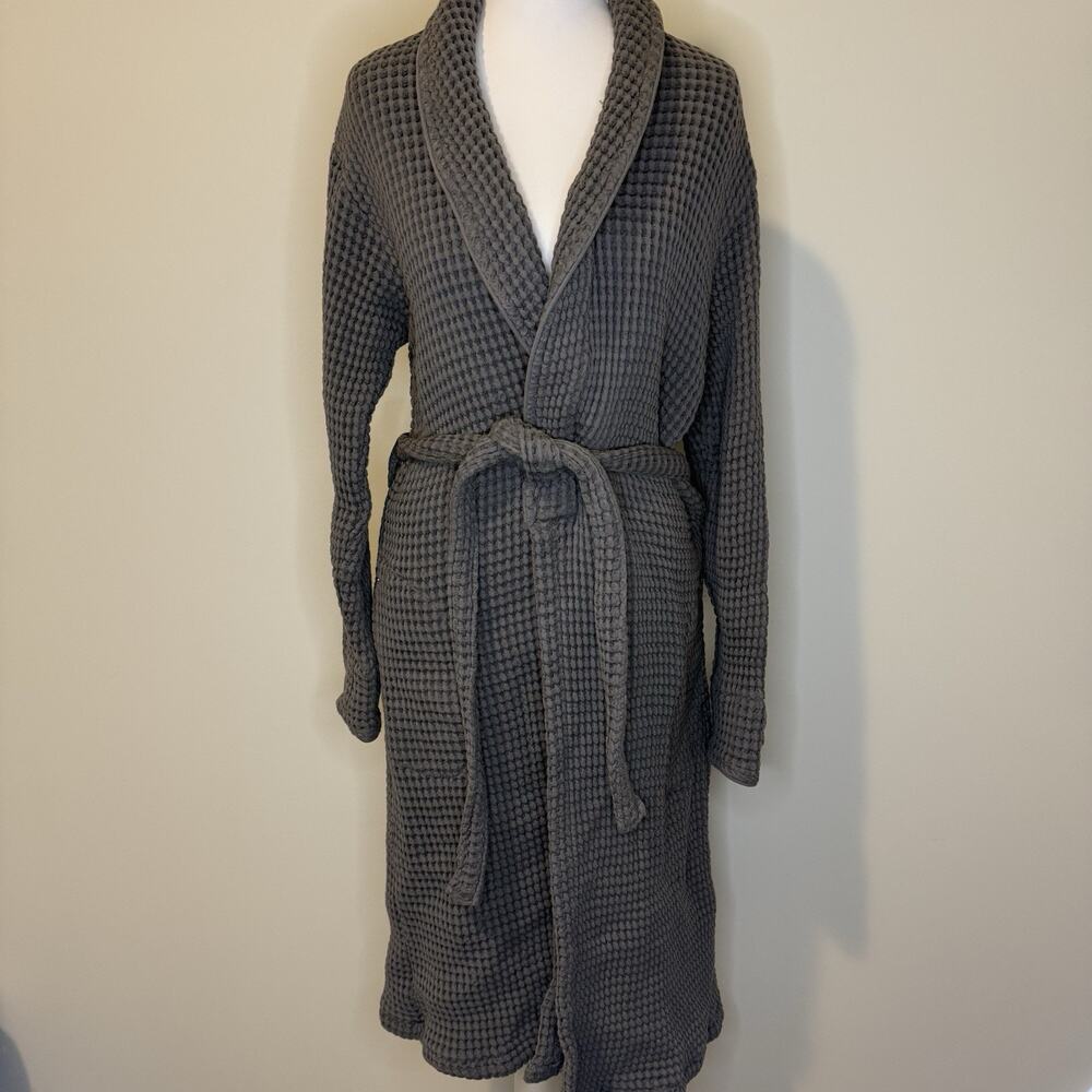 Brooklinen Waffle Knit Robe in Charcoal Gray